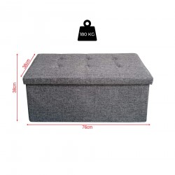 Rebecca Mobili Pouf Rectangular Banco Contenedor Plegable Gris con Asiento