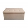 Rebecca Mobili Rectangular Pouf Beige Storage with Lid Footrest