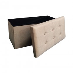 Rebecca Mobili Rectangular Pouf Beige Storage with Lid Footrest