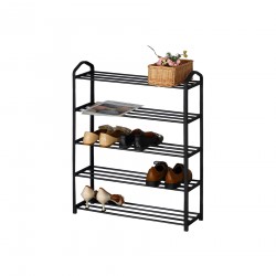 Rebecca Mobili Shoe Cabinet 5 Shelves Shoe ShelfBlack Metal Bathroom Entrance