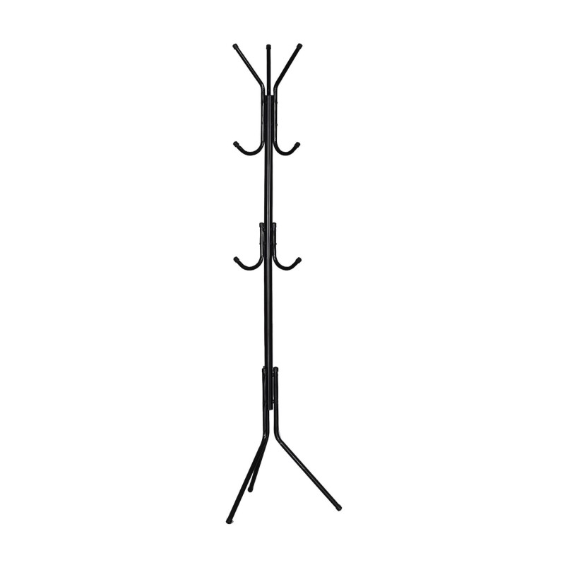 Rebecca Mobili Coat Stand Self-standing Coat Rack with 6 Hooks Black Metal