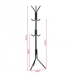 Rebecca Mobili Coat Stand Self-standing Coat Rack with 6 Hooks Black Metal