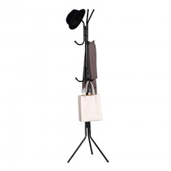 Rebecca Mobili Coat Stand Self-standing Coat Rack with 6 Hooks Black Metal