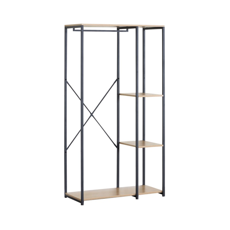 Rebecca Mobili Ropero sin puertas Armario Abierto con 4 Compartimentos Metal Negro Beige MDF