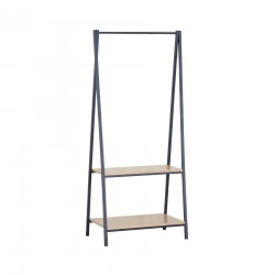 Rebecca Mobili Appendiabiti in Metallo Stand Porta Abiti con 2 Ripiani Nero Beige