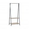 Rebecca Mobili Appendiabiti in Metallo Stand Porta Abiti con 2 Ripiani Nero Beige