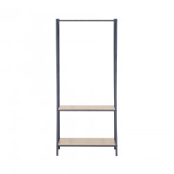 Rebecca Mobili Appendiabiti in Metallo Stand Porta Abiti con 2 Ripiani Nero Beige