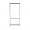 Rebecca Mobili Appendiabiti in Metallo Stand Porta Abiti con 2 Ripiani Nero Beige