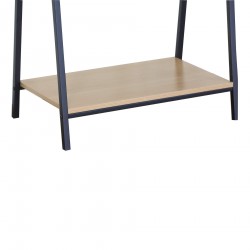 Rebecca Mobili Garderoberek Metalen Kapstok met 2 Planken Zwart Beige