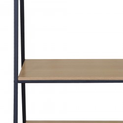 Rebecca Mobili Coat Rack Metal Clothes Stand with 2 Shelves Black Beige