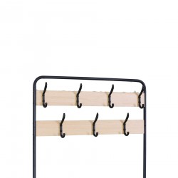 Rebecca Mobili Clothes Hanger Shoe Rack with 2 Shelves 7 Hooks in MDF Metal for Hallway