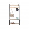 Rebecca Mobili Clothes Hanger Shoe Rack with 2 Shelves 7 Hooks in MDF Metal for Hallway