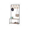 Rebecca Mobili Clothes Hanger Shoe Rack with 2 Shelves 7 Hooks in MDF Metal for Hallway