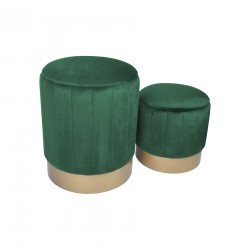 Pouf Contenitore Rebecca Mobili Giunco 44x35,5x35,5 Tessuto Poliestere Acciaio Verde Giallo Moderno SET 2 pezzi