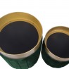 Pouf Contenitore Rebecca Mobili Giunco 44x35,5x35,5 Tessuto Poliestere Acciaio Verde Giallo Moderno SET 2 pezzi