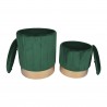 Pouf Contenitore Rebecca Mobili Giunco 44x35,5x35,5 Tessuto Poliestere Acciaio Verde Giallo Moderno SET 2 pezzi