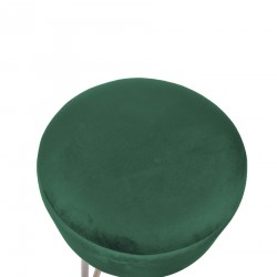 Rebecca Mobili Green Velvet Pouf Stool with Upholstered Seat for Living Room