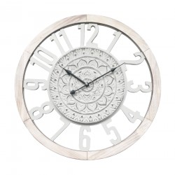 Rebecca Mobili Horloge Murale Rétro en MDF Blanc pour Salon Cuisine