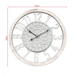 Rebecca Mobili White Retro Wall Clock MDF for Living Room Kitchen