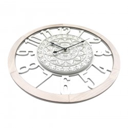 Rebecca Mobili White Retro Wall Clock MDF for Living Room Kitchen