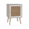 Rebecca Mobili Small Bedside Table with 1 Door Natural Wood White Brown Boho Style