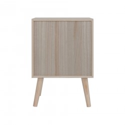 Rebecca Mobili Petite Table de Chevet avec 1 Porte Bois Naturel Blanc Marron Style Boho