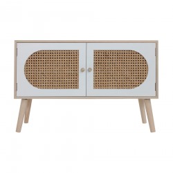 Rebecca Mobili Mobile per Soggiorno Credenza in Legno 2 Ante Bianco Marrone Stile Scandinavo