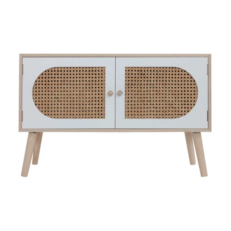 Rebecca Mobili Meuble de Salon Buffet en Bois 2 Portes Blanc Marron Style Scandinave