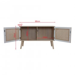 Rebecca Mobili Mueble de Salón Cómoda de Madera 2 Puertas Blanco Marrón Estilo Escandinavo