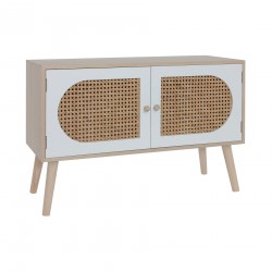 Rebecca Mobili Living Room Cabinet Wooden Sideboard 2 Doors White Brown Scandinavian Style