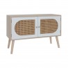 Rebecca Mobili Meuble de Salon Buffet en Bois 2 Portes Blanc Marron Style Scandinave