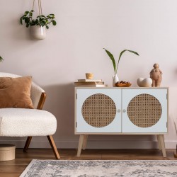 Rebecca Mobili Mobile Basso per Tv Credenza Multiuso con 2 Ante Bianco Marrone in Legno