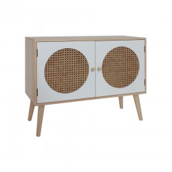 Rebecca Mobili Meuble TV Bas Buffet Polyvalent avec 2 Portes en Bois Blanc Marron