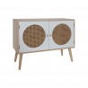 Rebecca Mobili Lage TV-standaard Multifunctioneel Dressoir met 2 Wit Bruine Houten Deuren