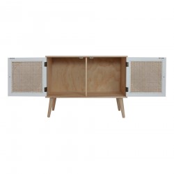 Rebecca Mobili Meuble TV Bas Buffet Polyvalent avec 2 Portes en Bois Blanc Marron