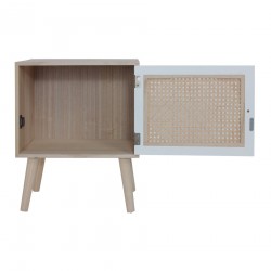 Rebecca Mobili Table de Chevet Scandinave en Bois avec 1 Porte Blanc Marron Gain de Place