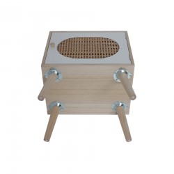 Rebecca Mobili Table de Chevet Scandinave en Bois avec 1 Porte Blanc Marron Gain de Place