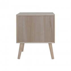 Rebecca Mobili Scandinavian Wood Bedside Table with 1 Door White Brown Space-Saving