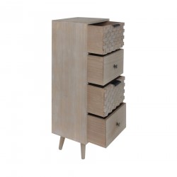 Rebecca Mobili Narrow Cabinet with 4 Drawers Natural Wood Multipurpose