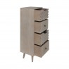 Rebecca Mobili Narrow Cabinet with 4 Drawers Natural Wood Multipurpose