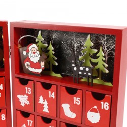 Rebecca Mobili Befüllbarer Adventskalender mit Schubladen und Lichten Rot Holz Geschenkideen