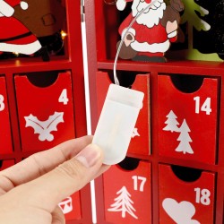 Rebecca Mobili Befüllbarer Adventskalender mit Schubladen und Lichten Rot Holz Geschenkideen