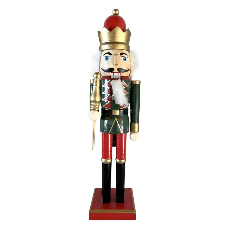 Rebecca Mobili Christmas Nutcracker Decorative Figurine Wood 38 cm with Red Crown