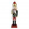 Rebecca Mobili Schiaccianoci di Natale Statuetta Decorativa Legno 38 cm con Corona Rossa