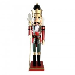 Rebecca Mobili Casse-Noisette de Noël en Bois Figurine 38 cm avec Couronne Noire Idée Cadeau