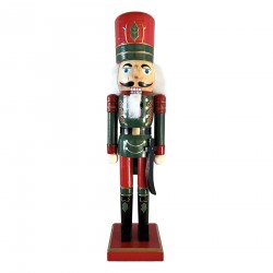 Rebecca Mobili Nutcracker Soldier Christmas Decoration in Wood 38 cm Red Hat