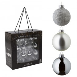 Rebecca Mobili Boules de Noël pour Sapin Ornements 34 pcs Gris Argent Verre