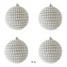 Rebecca Mobili Ensemble de 4 Grosses Boules de Noël pour Sapin en Plastique Couleur Argent Style Classique