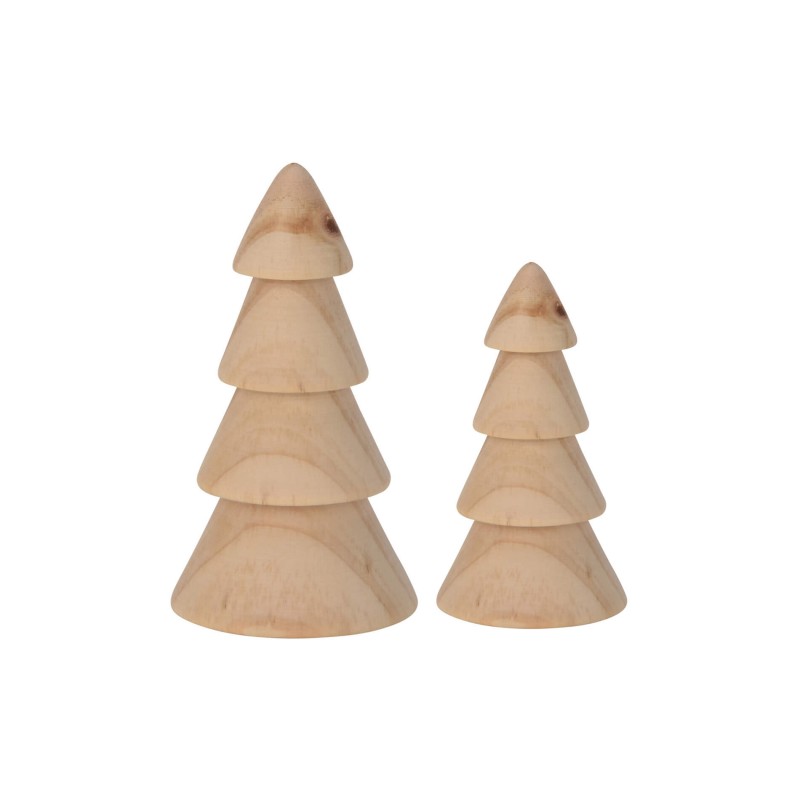 Rebecca Mobili Set 2 Piccoli Alberi Decorazioni Natale in Legno Naturale Marrone Idea Regalo