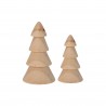 Rebecca Mobili Set de 2 Pequeños Árboles de Navidad de Madera Natural Marrón Decoraciones de Navidad Idea de Regalo